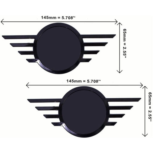 Front &amp; Rear Emblem Badge Set for Mini Cooper F60 2018–2024 (Black Gloss)