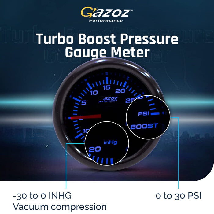 52mm 7-Color Turbo Boost PSI Gauge Kit (Smoke Tinted Face)