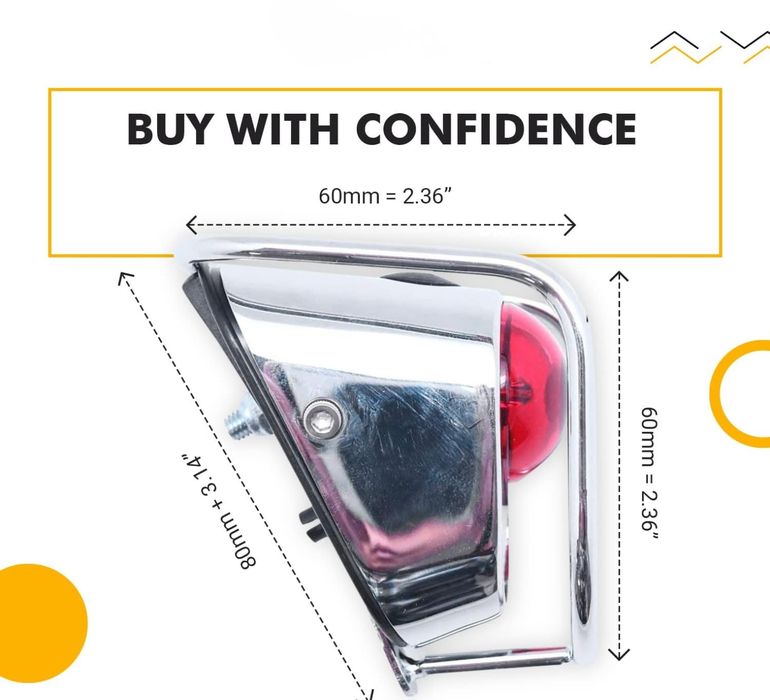 Vintage LED Bike Tail Light – Chrome Rear Safety Lamp LM-002