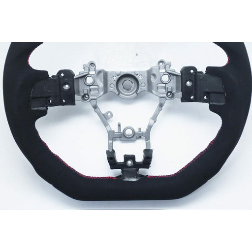 D-Shape Alcantara Steering Wheel With Red Stripe Compatible With Subaru WRX / STI (2015–2020)