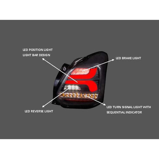 Sequential LED Tail Lights Red/Smoke for Suzuki Swift Sport SZ5 2017–2023