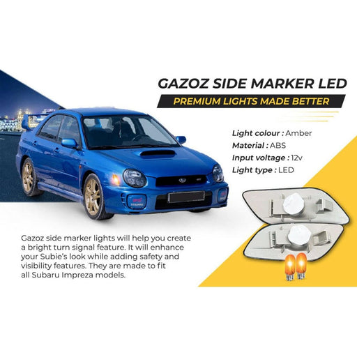 Clear Lens Side Marker Indicators Reflector Compatible with 2002-2003 Subaru Impreza WRX STI
