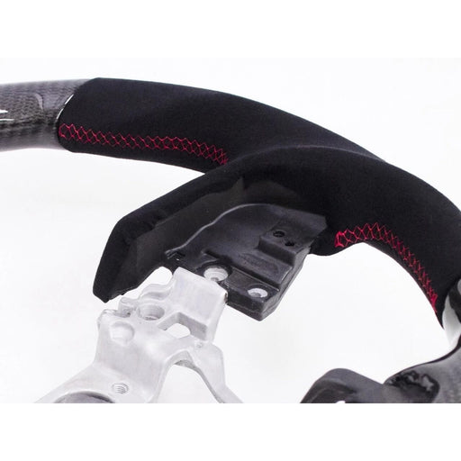 Carbon Fiber & Alcantara Steering Wheel – Red Stitching for Subaru Forester, Crosstrek, Outback & Legacy (2015–2018)