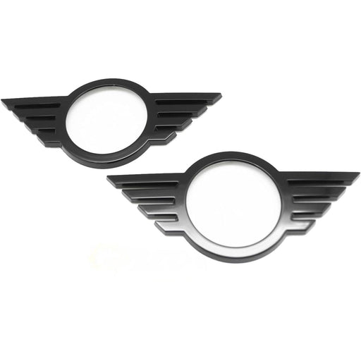 Front & Rear Glossy Black Emblem Badge Cover Compatible With 2017+ Mini Countryman F60