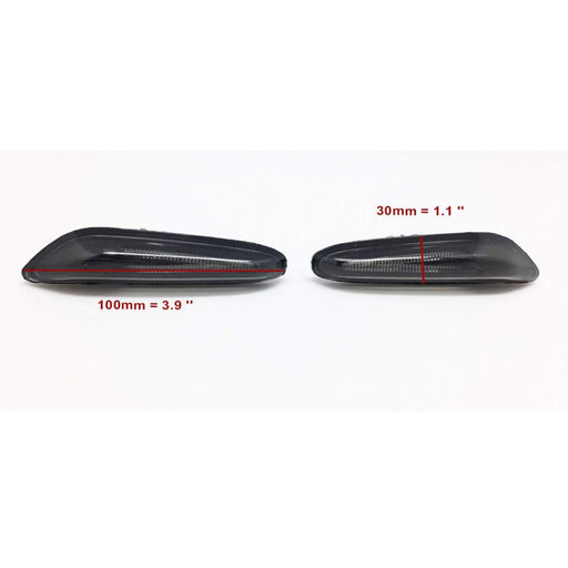 LED Side Marker Lights Compatible With BMW E82 / E87 / E90 / E91 / E92 / E93 - Crystal Smoke Lens
