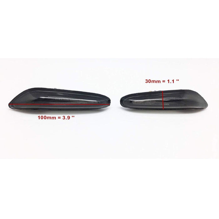 LED Side Marker Lights Compatible With BMW E82 / E87 / E90 / E91 / E92 / E93 - Crystal Smoke Lens