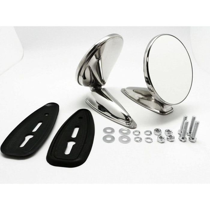 Vintage Classic Round Chrome Mirrors Set – Universal Fit (60s–80s Style)