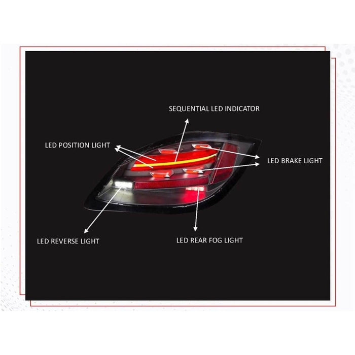 LED Tail Lights Sequential Turn Signals Red Bar for Porsche Boxster 987.2 2009–2013