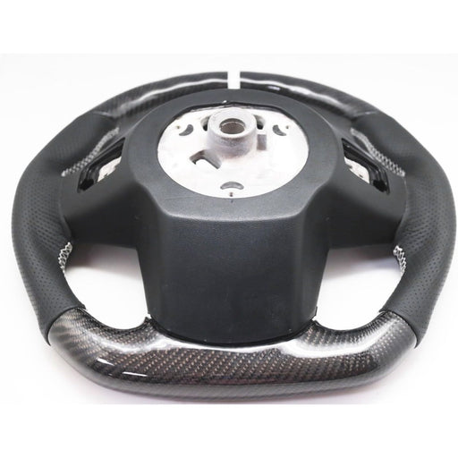 Carbon Fiber & Perforated Leather Steering Wheel – White Stitching for Toyota Supra (2020–2026)
