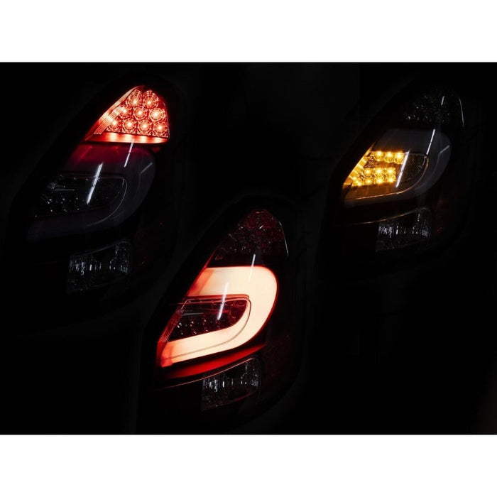 LED Tail Lights Black Base White Bar for Skoda Fabia II Mk2 2007–2014