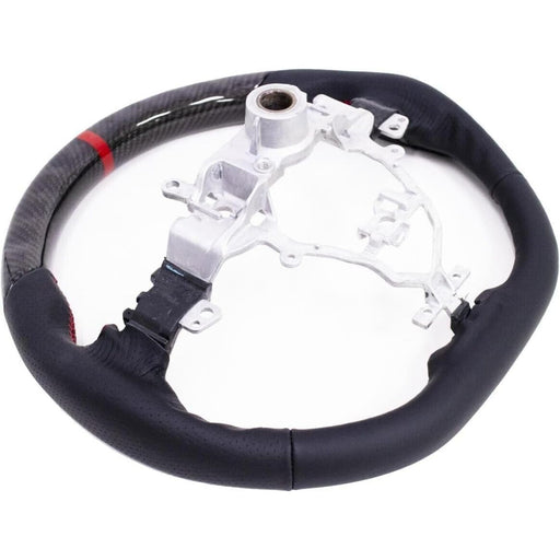 Carbon Fiber Perforated Leather Steering Wheel Red Stitching for Suzuki Swift Sport ZC33S 2017–2023