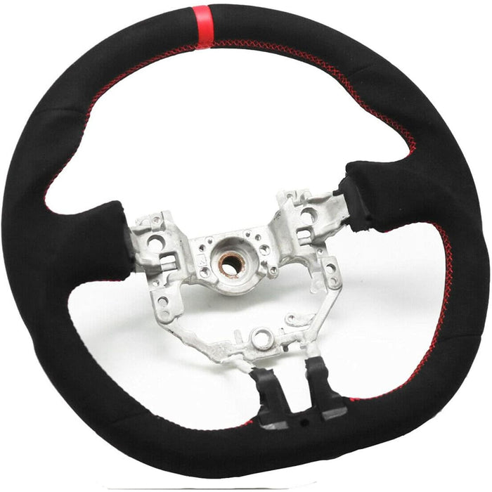Suede Steering Wheel Compatible With 2012-2016 Subaru BRZ Scion FR-S GT86 Mk1 – Alcantara Red Stitching & Red Stripe