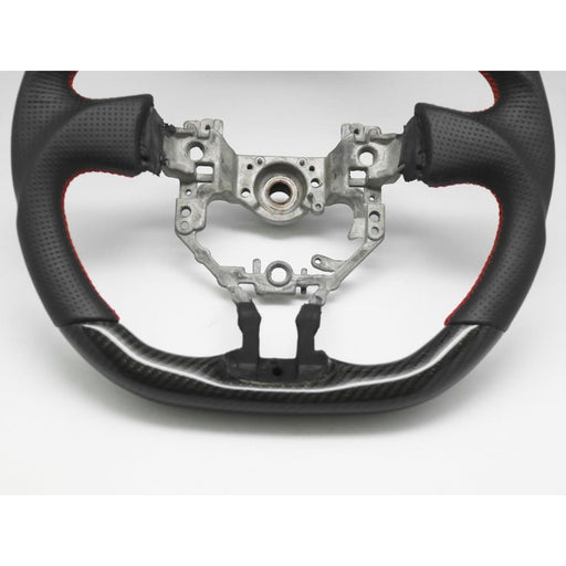 Carbon Fiber Steering Wheel – For 2012–2016 Scion FR-S / Subaru BRZ / Toyota GT86 (Perforated Leather, Red Stitching, Red Stripe)