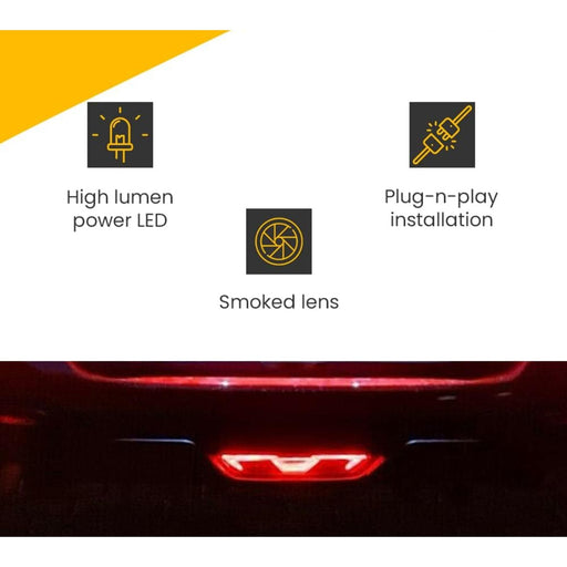 Smoked F1 LED Rear 4th Brake Light Fog Lamp Reverse Light Compatible with Ford Mustang 2015-2017