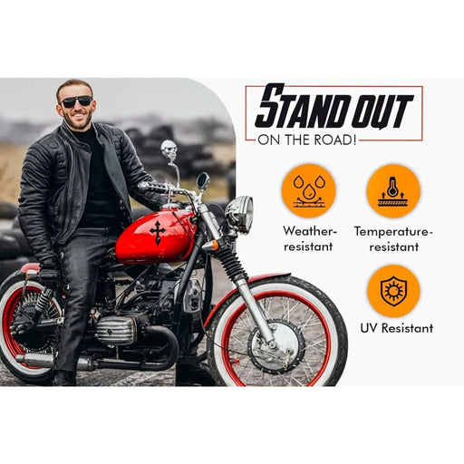 3D Pointed Cross Gloss Black Emblem Decal – Universal Fit for Cars, Trucks &amp; Motorcycles