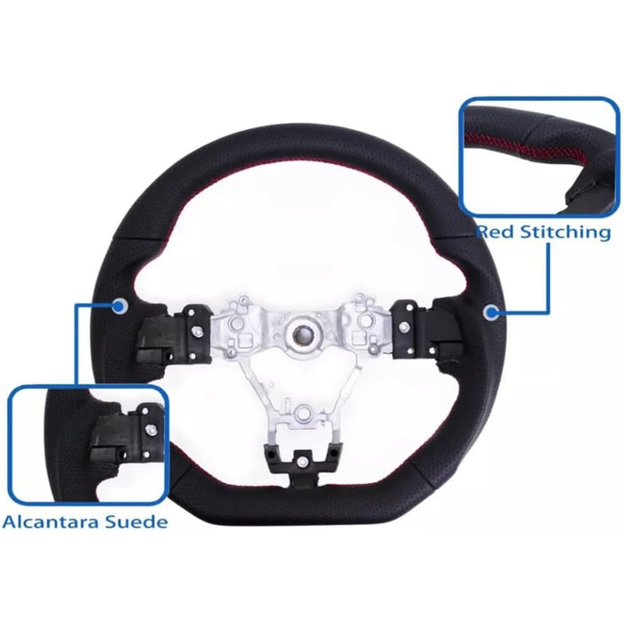 CarLab Black Aluminum Leather Steering Wheel – 2015–2021 Subaru WRX STI VA