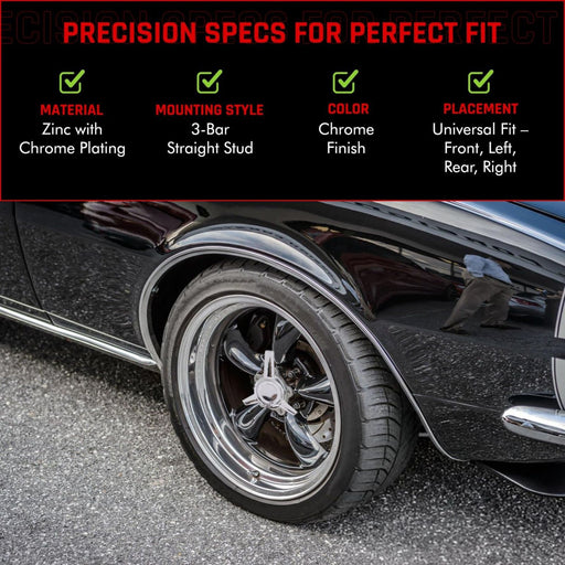 Chrome Plated Wheel Spinner Universal Fit 3-Bar Straight Stud Mount