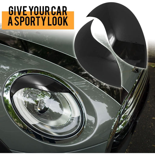 Aggressive Headlight Eyebrows Eyelid Covers Gloss Black ABS Compatible with 2014-2021 Mini Cooper F55 F56 F57 Gen.3