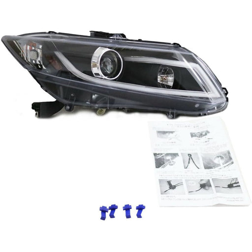 Projector Headlights Assembly with LED Daytime Running Light Bar Compatible with 2012-2015 Honda Civic Sedan