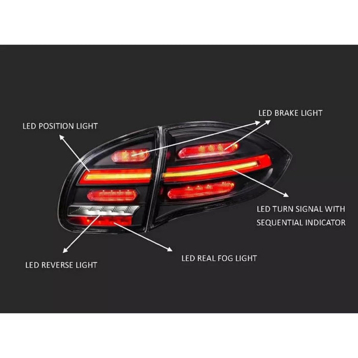 Smoked Full LED Sequential Signal Tail Lights for Porsche Cayenne 958 2011–2014