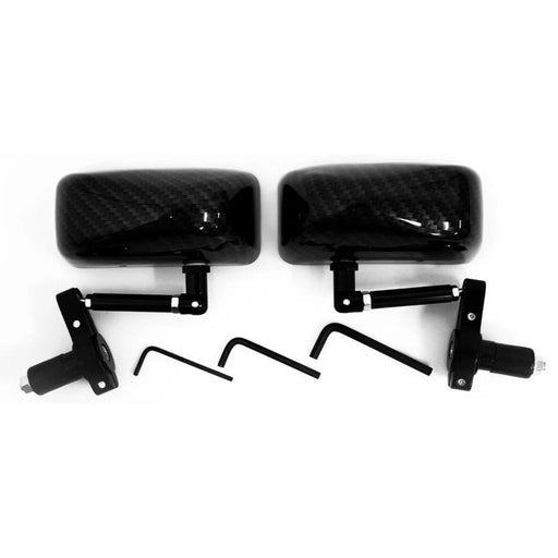 Rectangle Bar End Mirrors – 7/8" (22mm) CNC Aluminum Carbon Look (Pair)