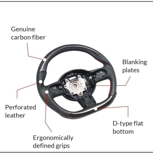 Carbon Fiber Perforated Leather Steering Wheel Red Stitching for Mini Cooper R55 R56 R58 R59 S Mk2 2007–2013
