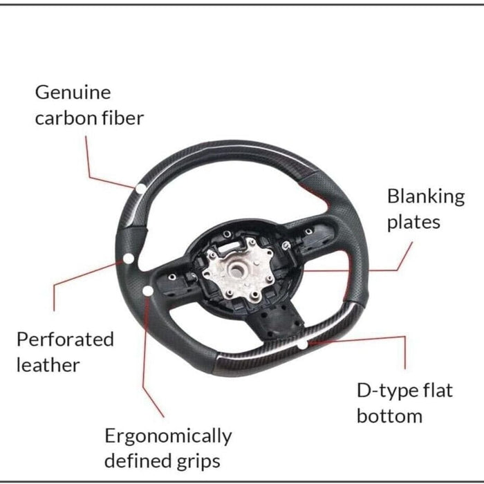 Carbon Fiber Perforated Leather Steering Wheel Red Stitching for Mini Cooper R55 R56 R58 R59 S Mk2 2007–2013