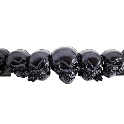 3D Chrome Skull License Plate Frame (Black, USA Size)