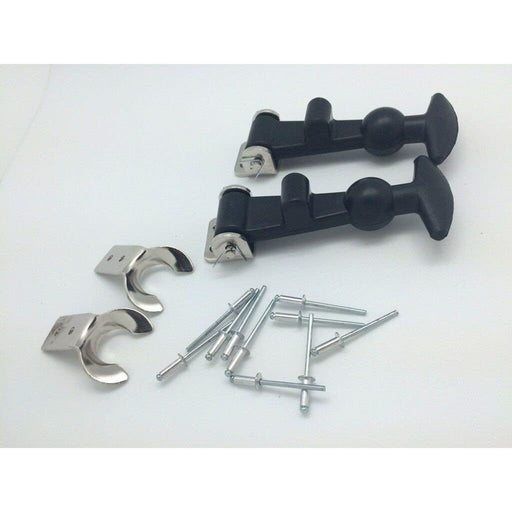 Universal Black Rubber Hood Bonnet Pins Kit Lock Latch Catch Hold-Down Set