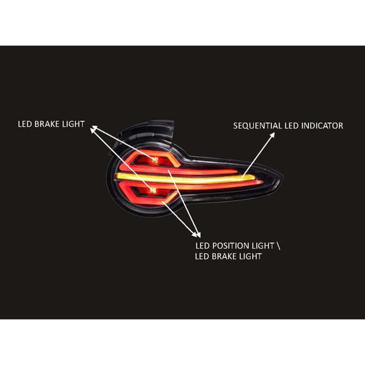 Smoke/Red Full LED Tail Lights with Sequential Indicators for Mazda MX-5 Miata ND (2015–2023)
