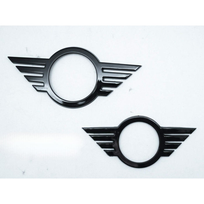 Front & Rear Glossy Black Emblem Badge Cover Compatible With Mini Cooper Clubman F54 (2019+)