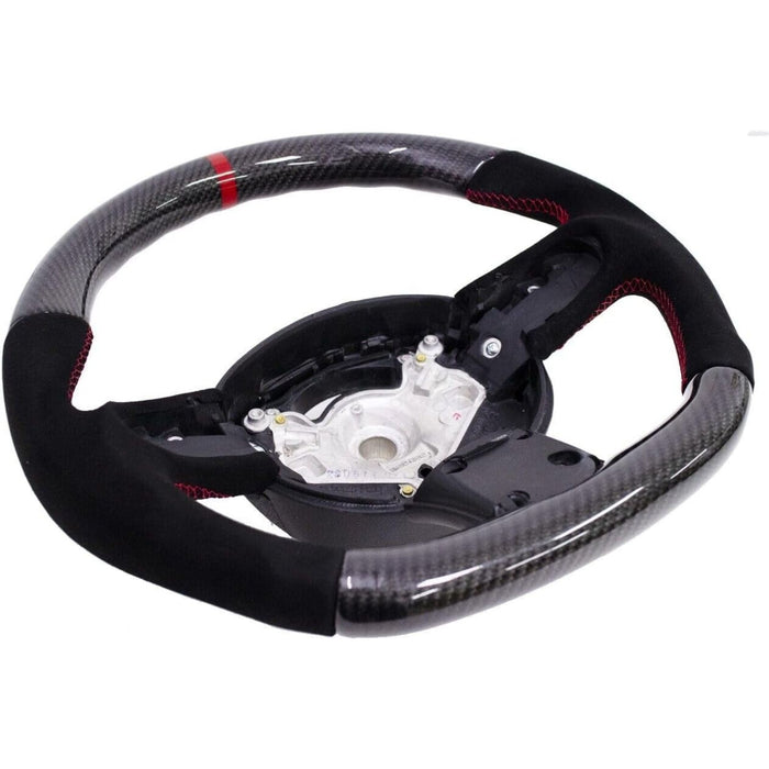Custom Carbon Fiber Steering Wheel with Red Stripe for Mini Cooper R50 / R52 / R53 (2002–2008)