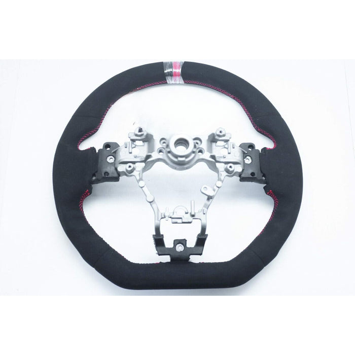 D-Shape Alcantara Steering Wheel With Red Stripe Compatible With Subaru WRX / STI (2015–2020)