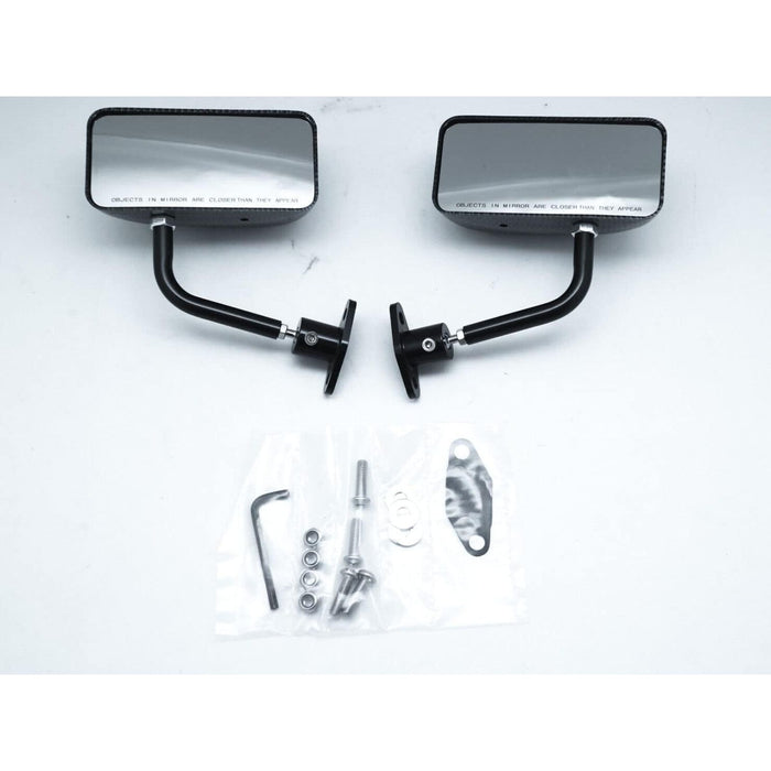 Carbon Look F1 Style Race Mirrors (Universal Fit, Pair RH+LH)