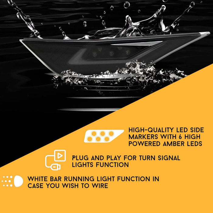 Dual Function DRL + LED Side Marker Light Compatible With 2016-2020 Honda Civic Type-R – Smoke Lens