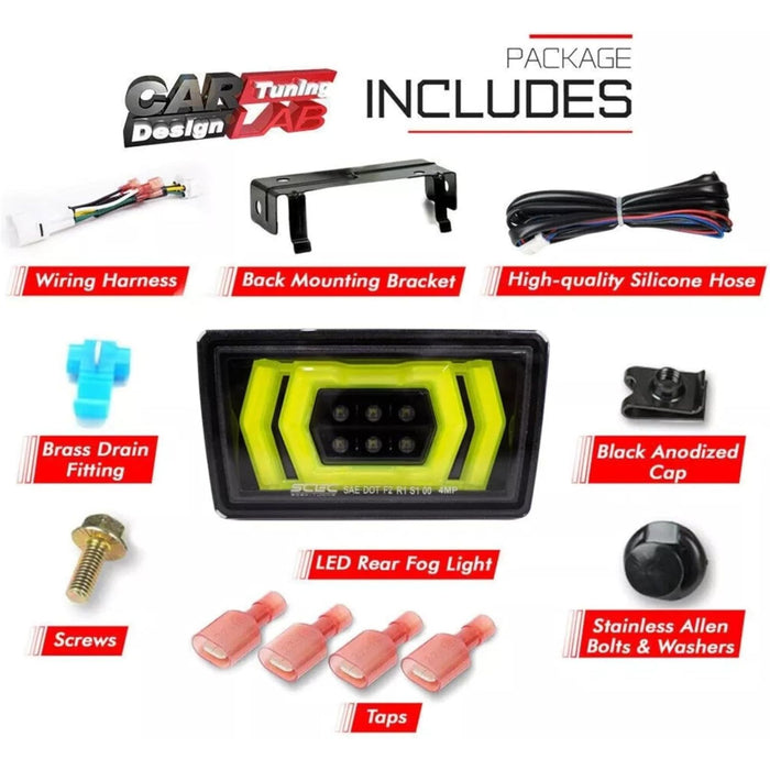 F1 Style LED Rear Fog / 4th Brake Light – Neon Yellow (2022–2025 Subaru WRX VB)
