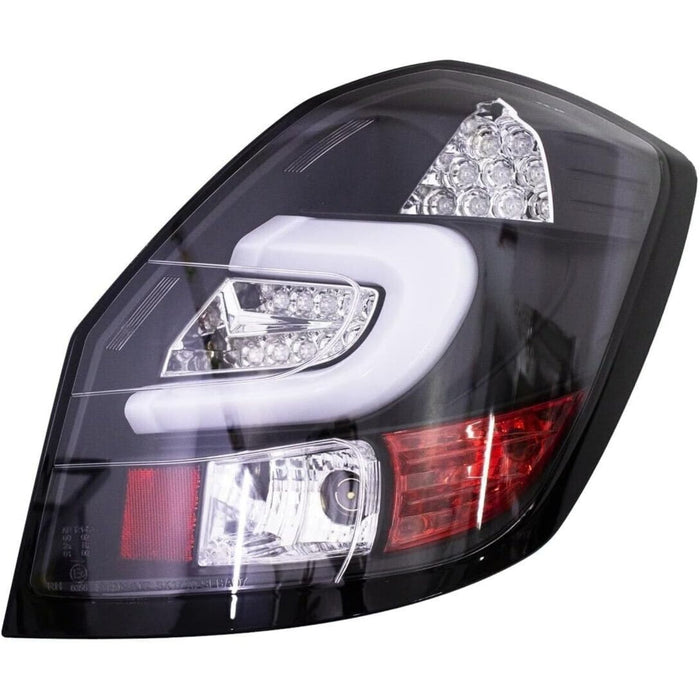 LED Tail Lights Black Base White Bar for Skoda Fabia II Mk2 2007–2014