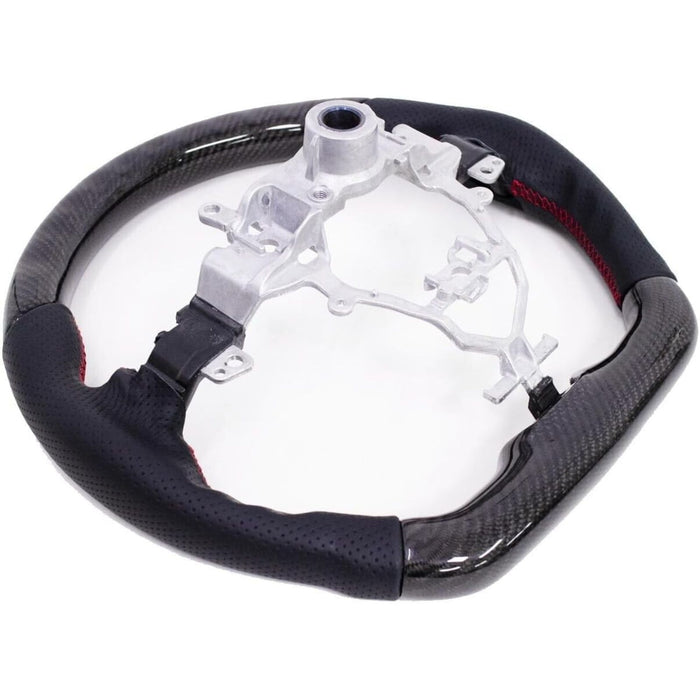 Carbon Fiber Perforated Leather Steering Wheel Red Stitching for Suzuki Jimny 2018–2024
