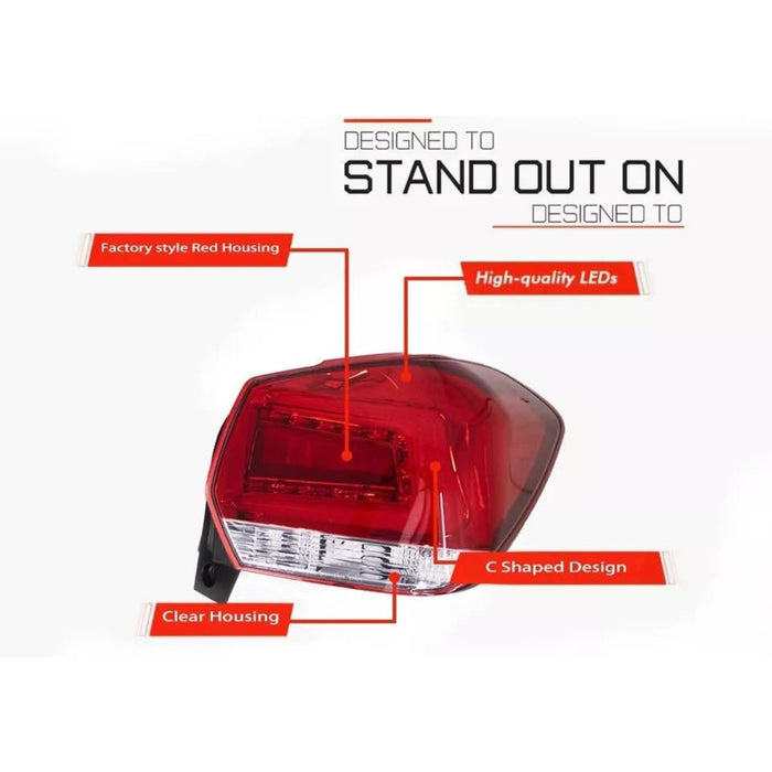 LED Tail Light Red/Clear for Subaru Crosstrek XV Impreza Sport 2012–2017