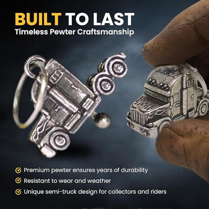 Semi-Truck Bell Keychain (Handcrafted Pewter) – Good Luck & Road Safety Charm