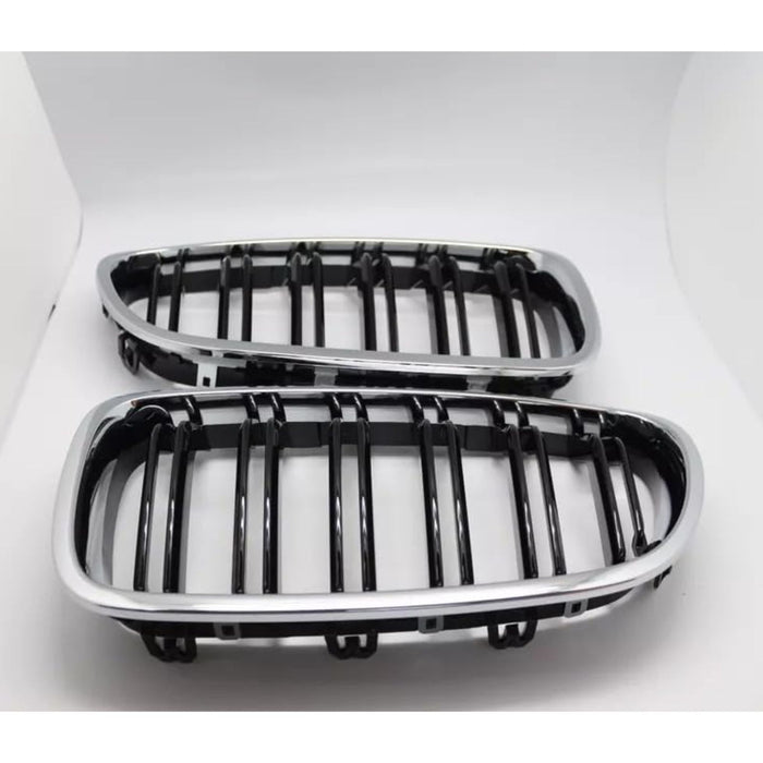 Chrome Black Dual Fin Front Grille Hood Nose for BMW F10 F11 5 Series 2010–2015