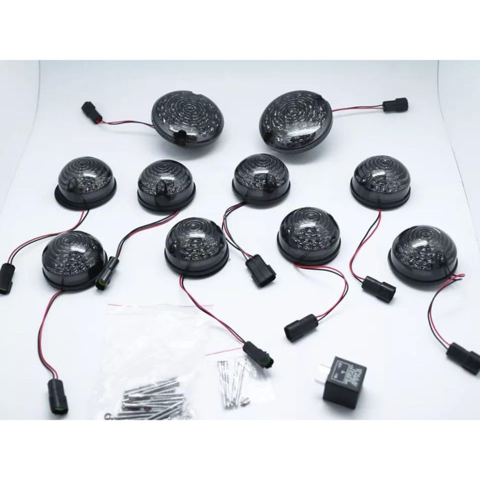 Exterior Lights - 73mm LED Upgrade Lamps Kit Smoke Lens for 1990-2016 Land Rover Defender