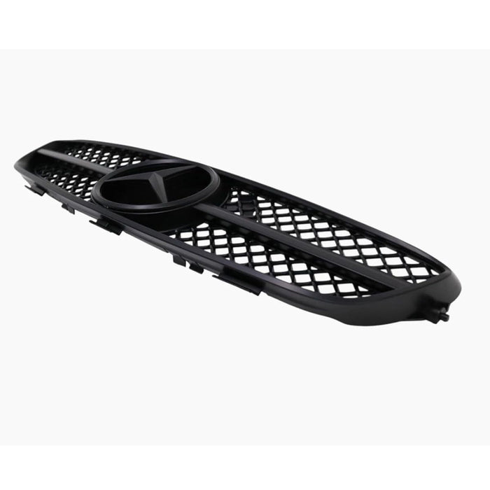 Matte Black Front Grille – 3-Fin Sport Style for Mercedes-Benz W209 CLK (2003–2006)