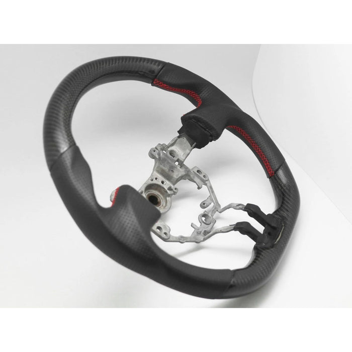 Carbon Fiber Steering Wheel – For 2012–2016 Scion FR-S / Subaru BRZ / Toyota GT86 (Perforated Leather, Red Stitching, Red Stripe)