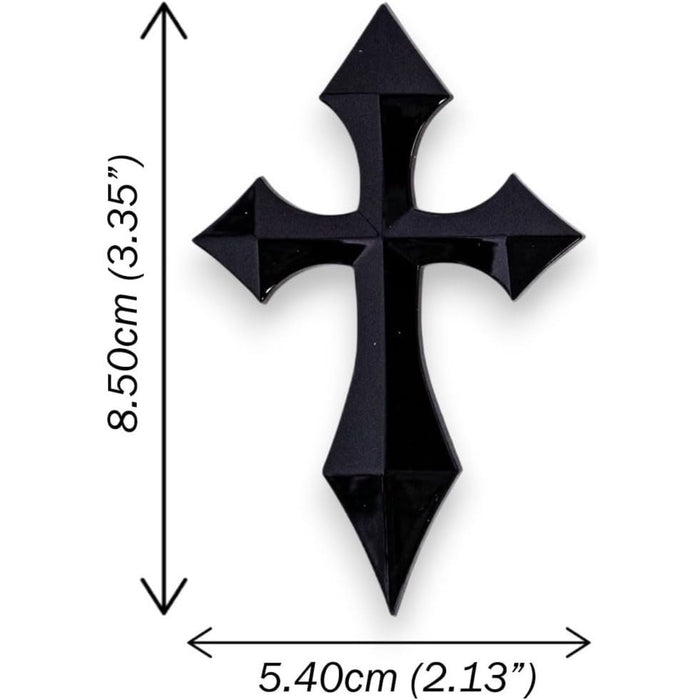 3D Pointed Cross Gloss Black Emblem Decal – Universal Fit for Cars, Trucks &amp; Motorcycles