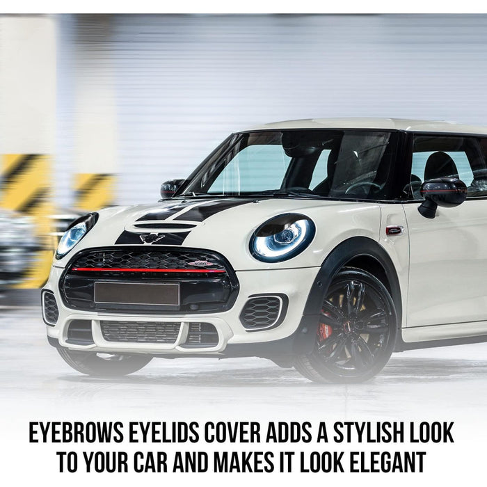 Aggressive Headlight Eyebrows Eyelid Covers Gloss Black ABS Compatible with 2014-2021 Mini Cooper F55 F56 F57 Gen.3