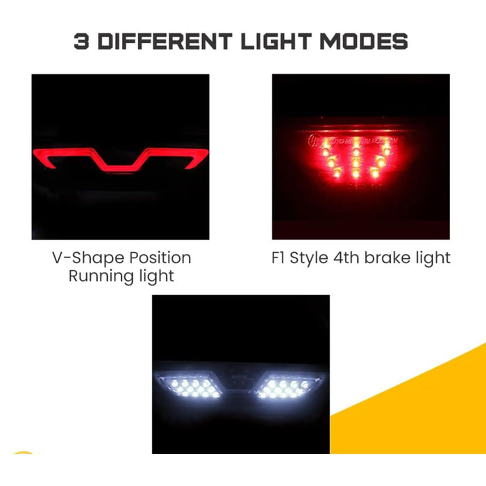 Smoked F1 LED Rear 4th Brake Light Fog Lamp Reverse Light Compatible with Ford Mustang 2015-2017