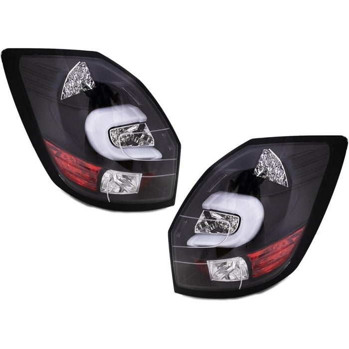 LED Tail Lights Black Base White Bar for Skoda Fabia II Mk2 2007–2014