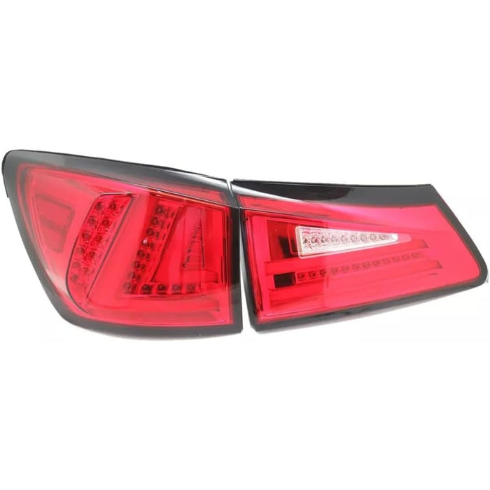 LED Tail Lights Sequential Turn Signal for Lexus IS250 IS350 2006–2012 Red Clear