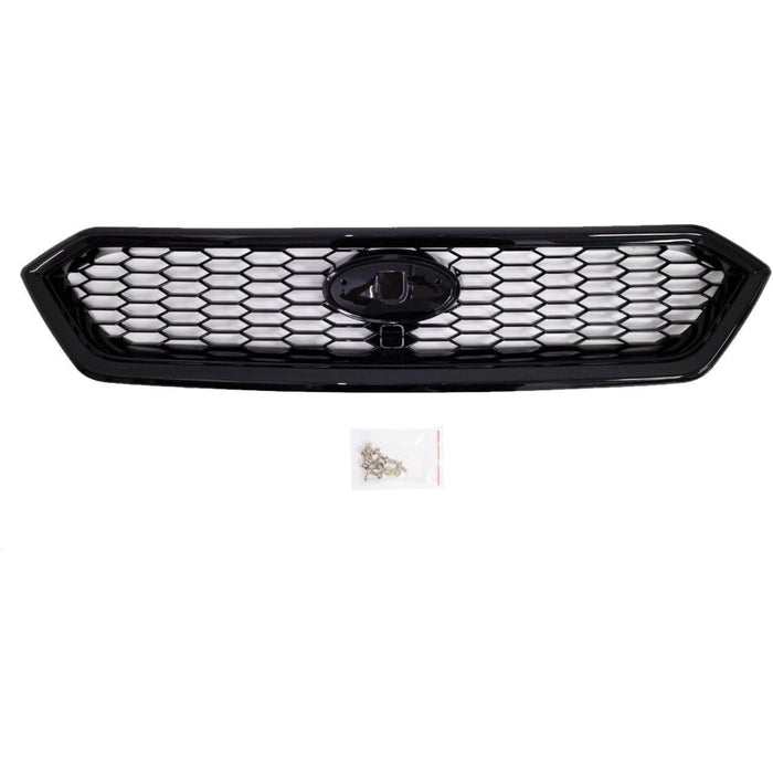 Euro Style Front Grille with Emblem Bracket – Gloss Black for Subaru WRX & STI (2018–2021, VA)